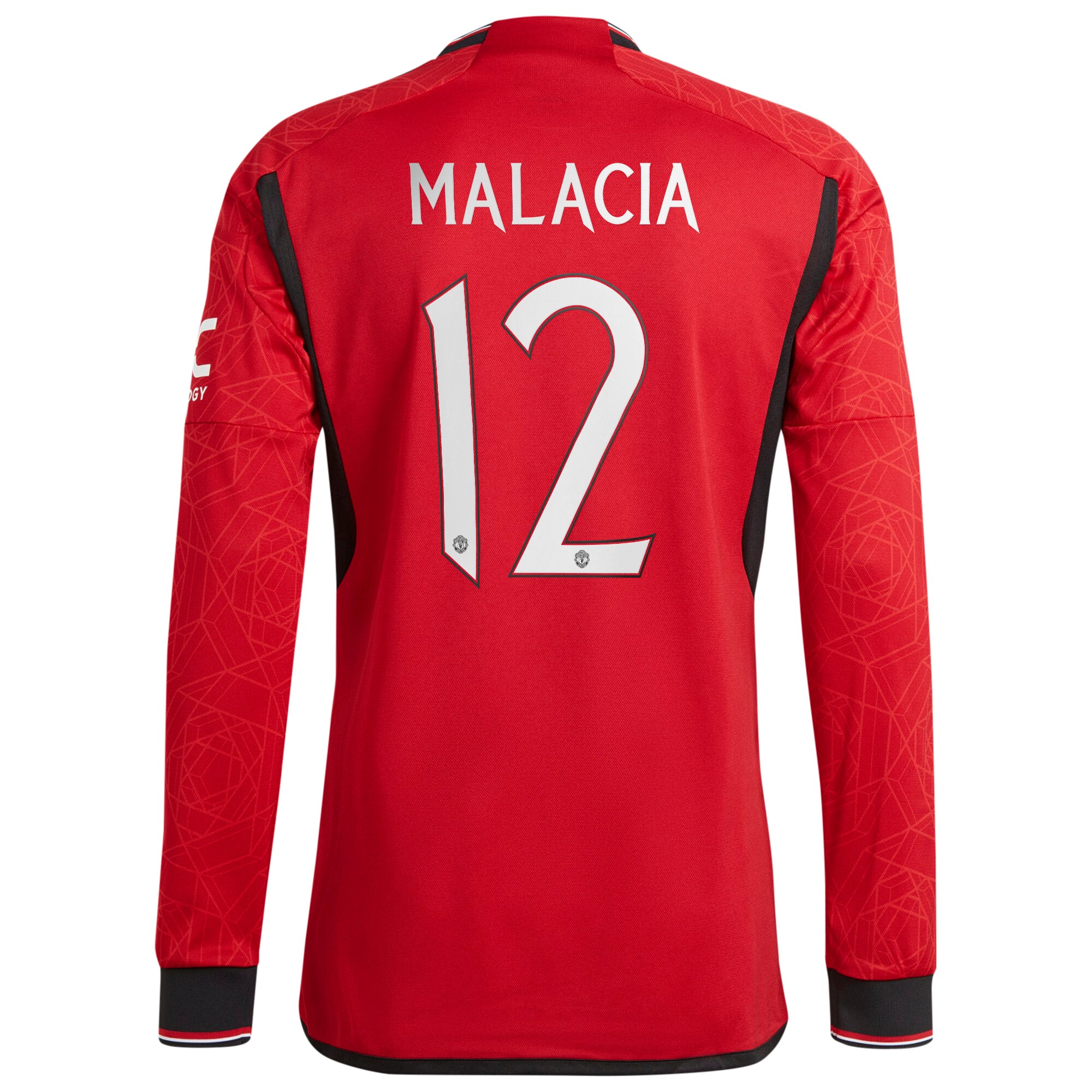Manchester United Cup Home Authentic Shirt 2023-24 Long Sleeve with Malacia 12 printing