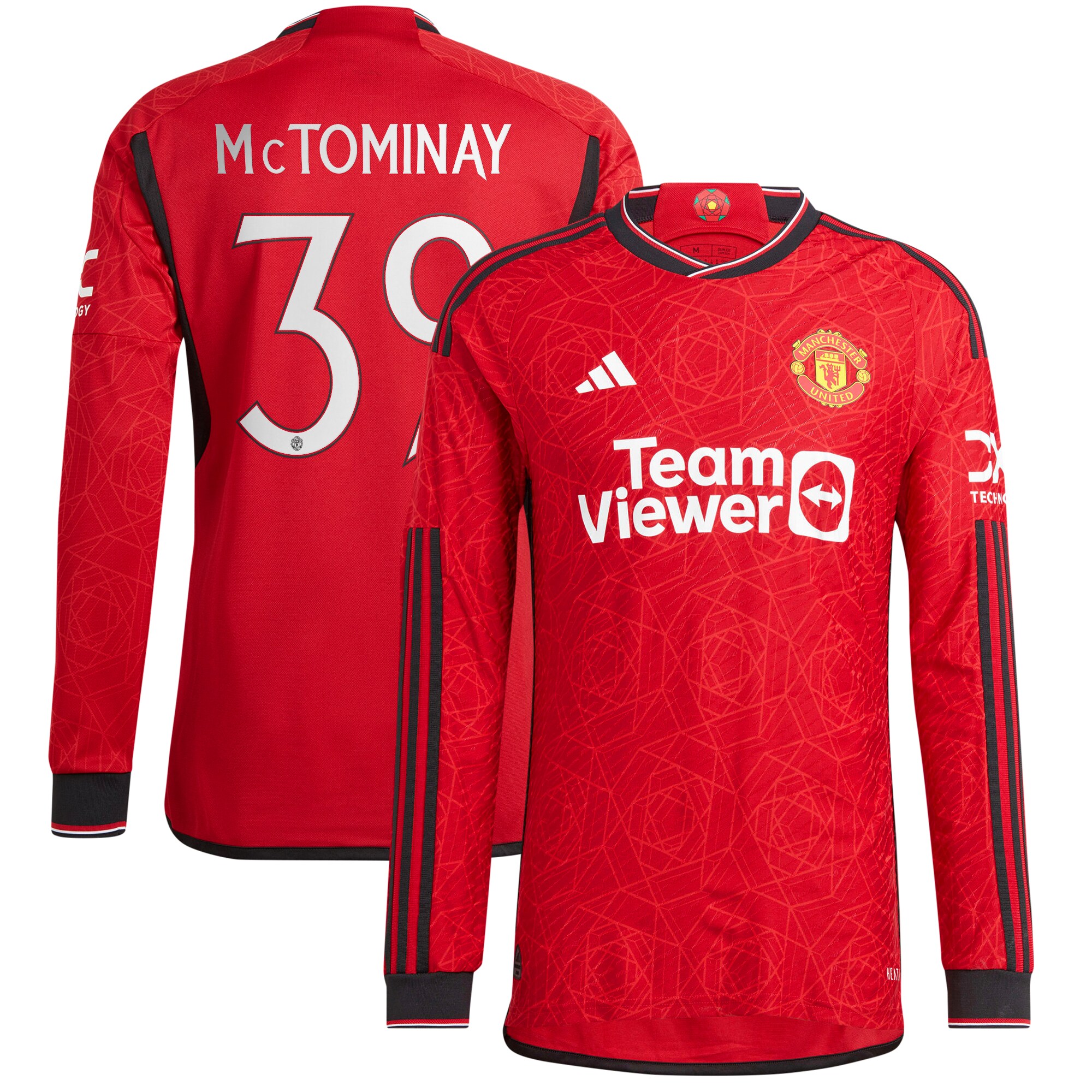 Manchester United Cup Home Authentic Shirt 2023-24 Long Sleeve with McTominay 39 printing