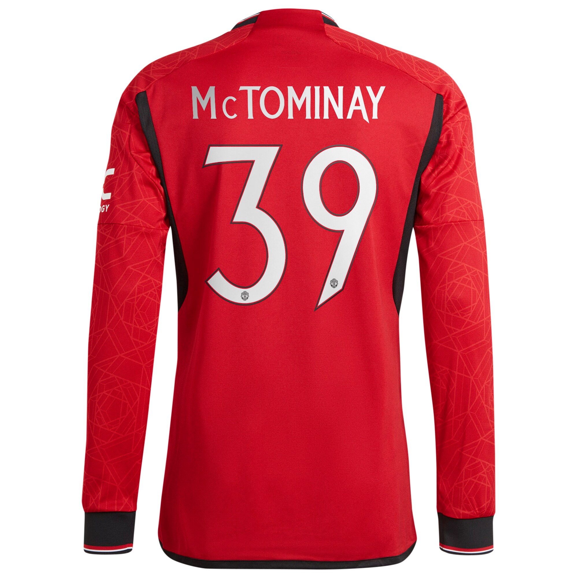 Manchester United Cup Home Authentic Shirt 2023-24 Long Sleeve with McTominay 39 printing