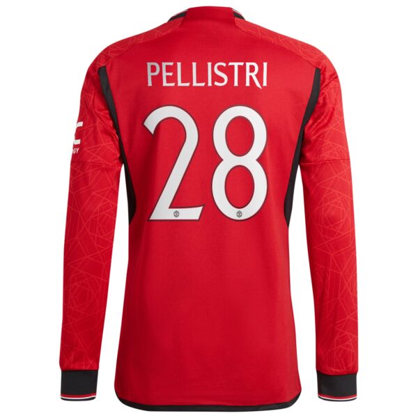 Manchester United Cup Home Authentic Shirt 2023-24 Long Sleeve with Pellistri 28 printing