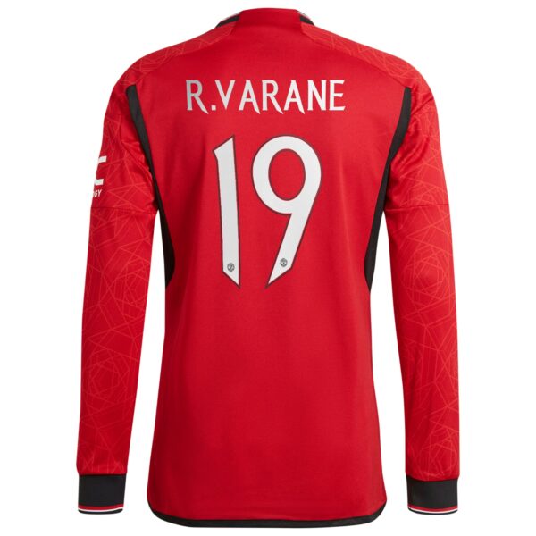 Manchester United Cup Home Authentic Shirt 2023-24 Long Sleeve with R. Varane 19 printing