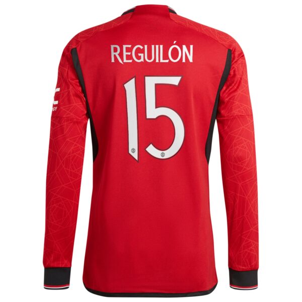 Manchester United Cup Home Authentic Shirt 2023-24 Long sleeve with Reguilón 15 printing