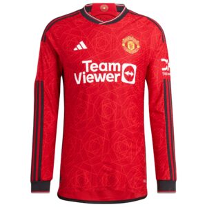 Manchester United Cup Home Authentic Shirt 2023-24 Long Sleeve with Wan-Bissaka 29 printing