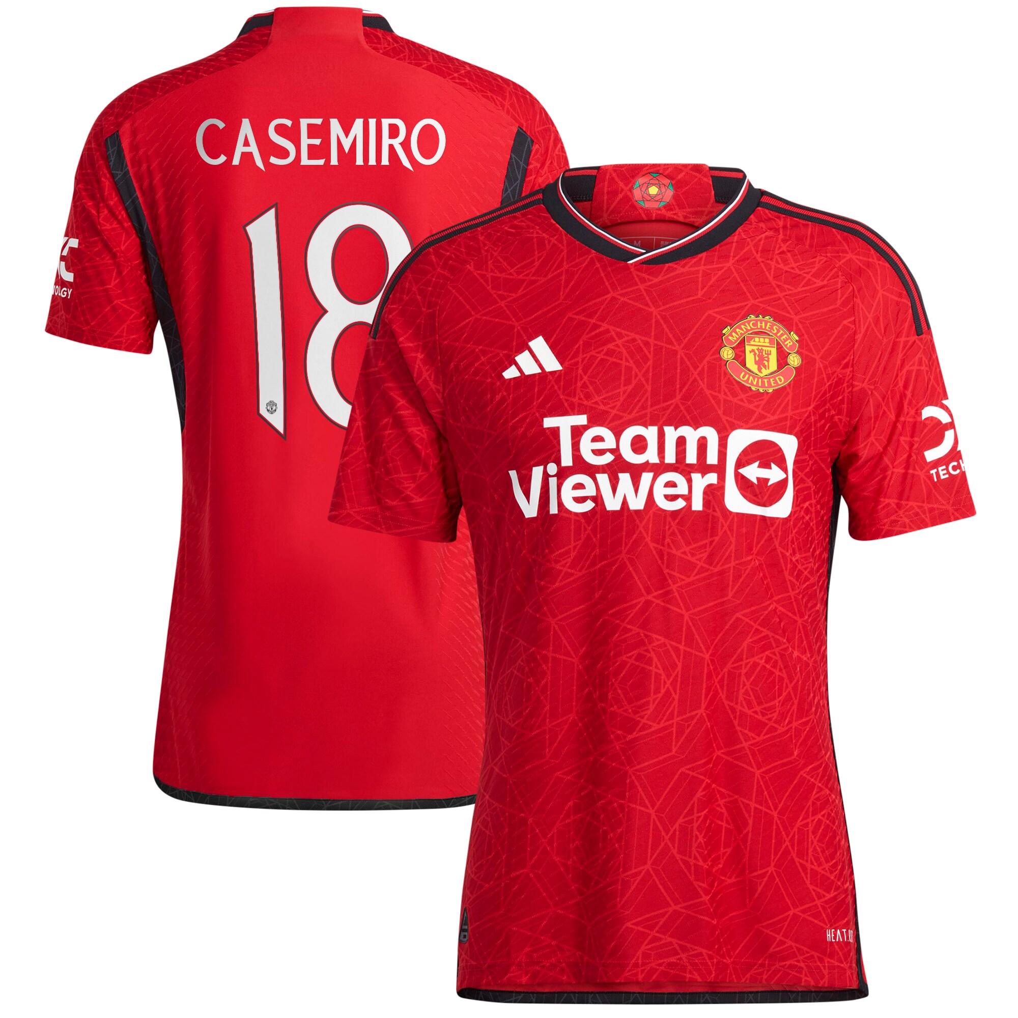 Manchester United Cup Home Authentic Shirt 2023-24 with Casemiro 18 printing