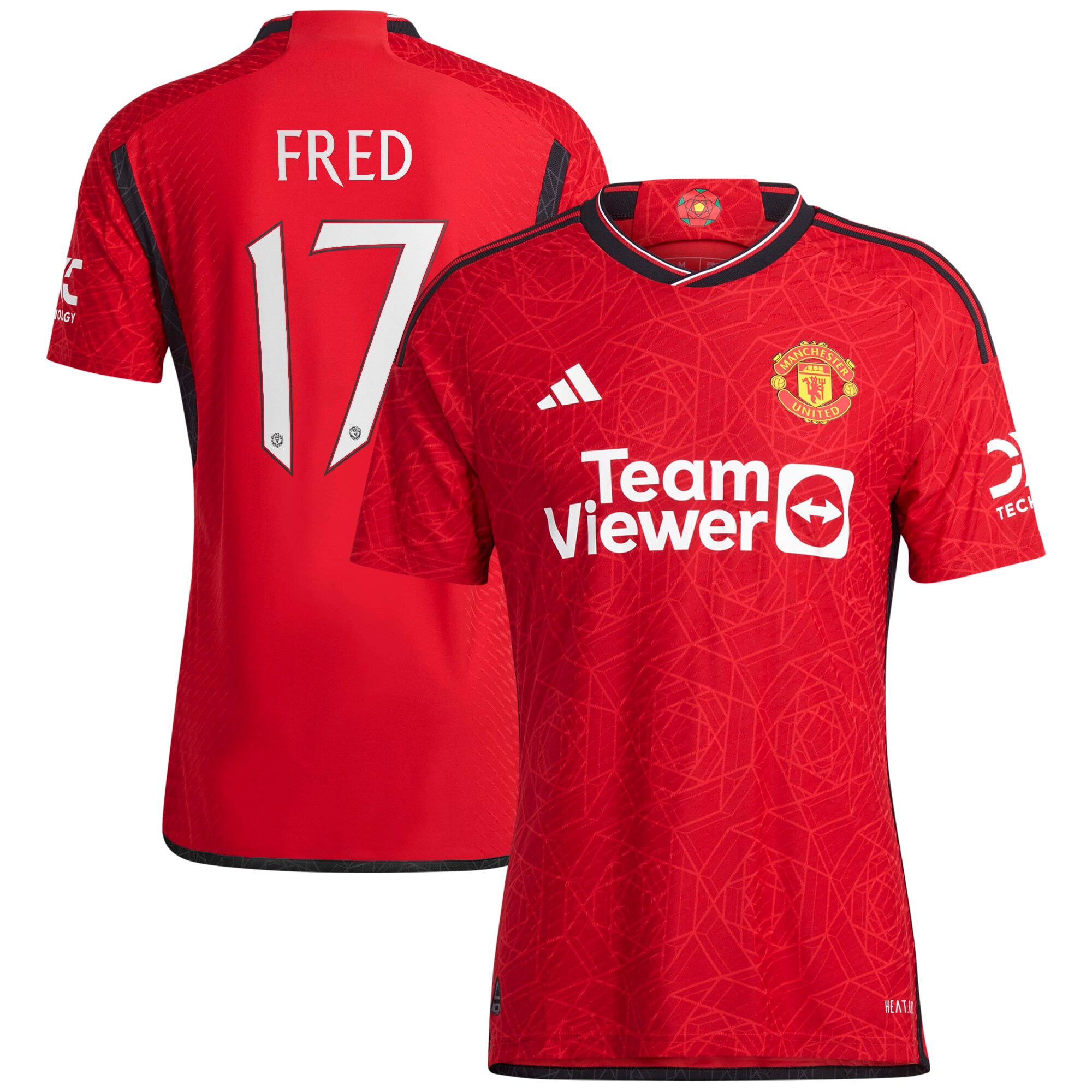 Manchester United Cup Home Authentic Shirt 2023-24 with Fred 17 printing