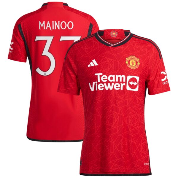 Manchester United Cup Home Authentic Shirt 2023-24 with Mainoo 37 printing