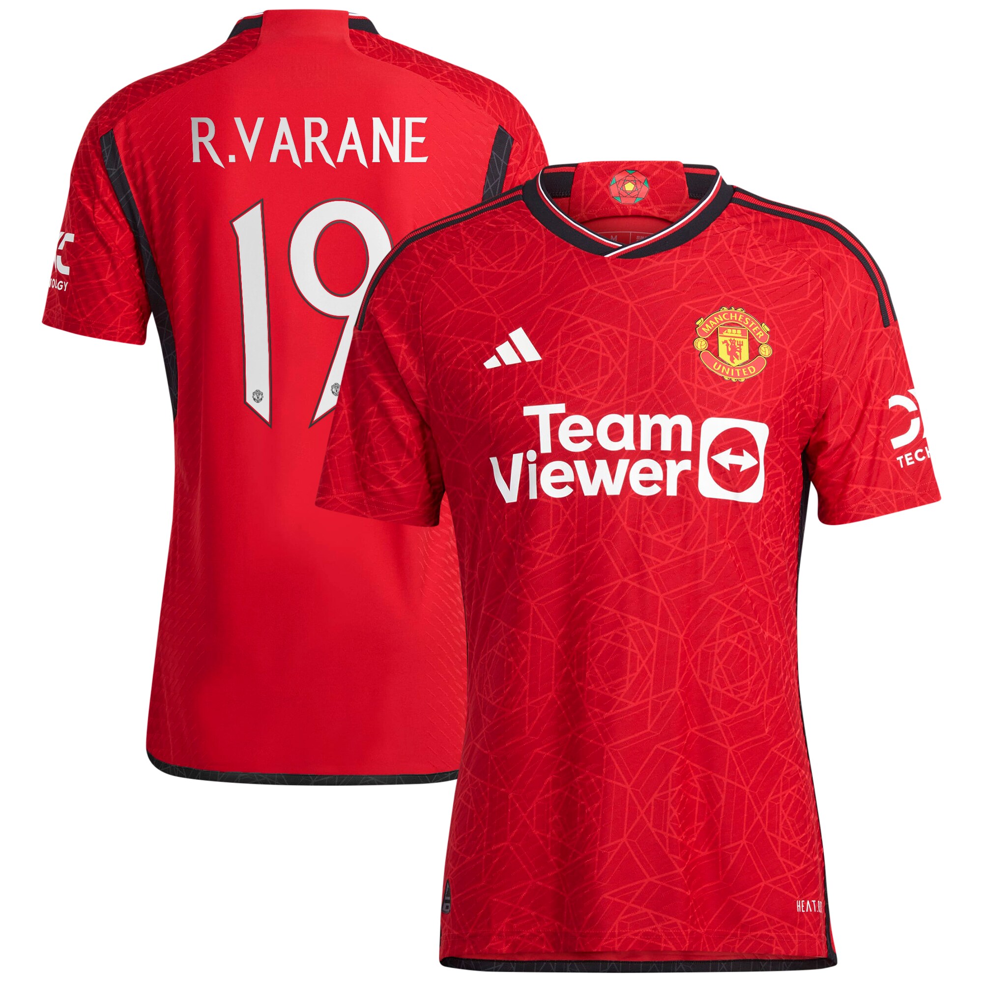 Manchester United Cup Home Authentic Shirt 2023-24 with R. Varane 19 printing