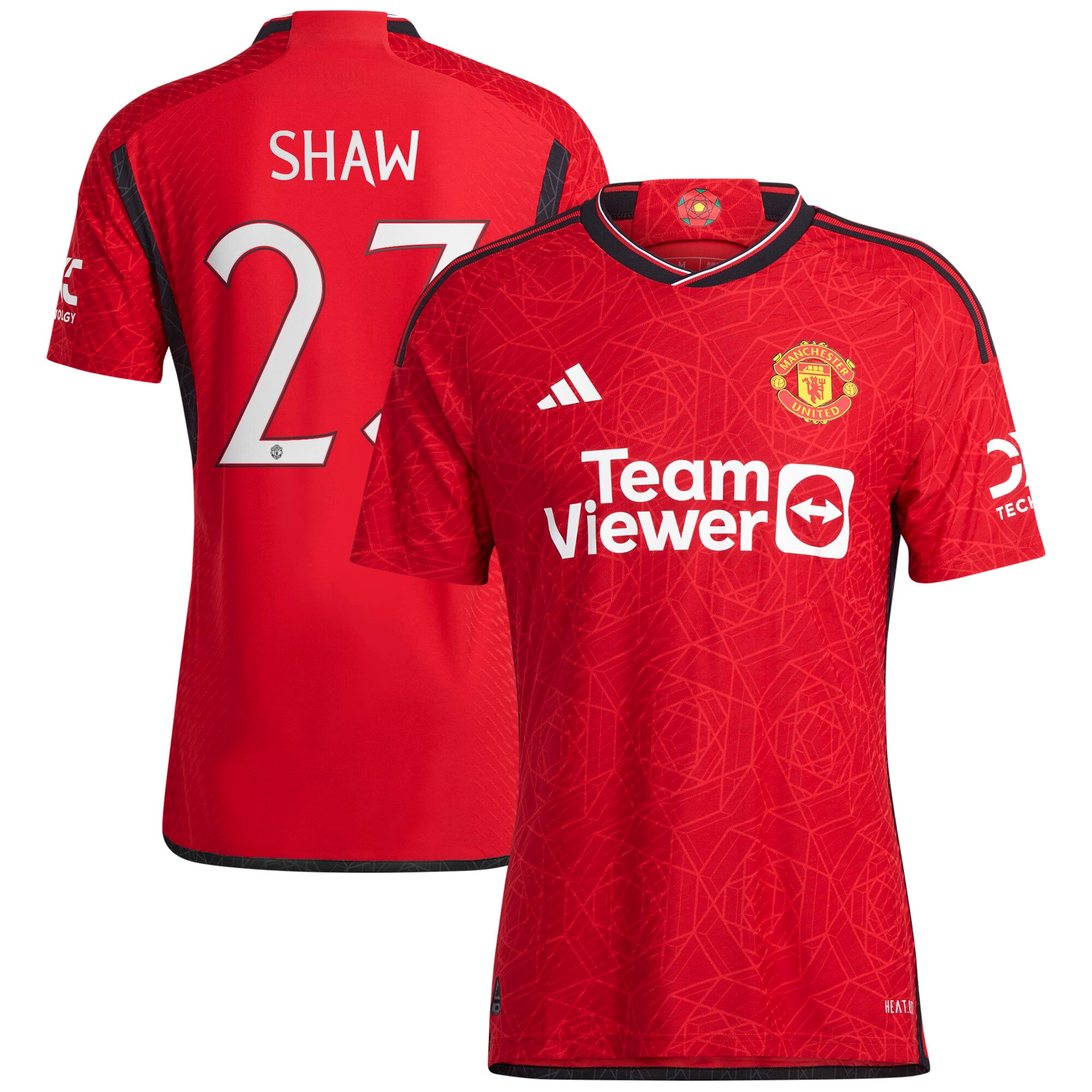 Manchester United Cup Home Authentic Shirt 2023-24 with Shaw 23 printing