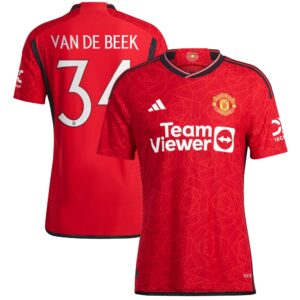Manchester United Cup Home Authentic Shirt 2023-24 with Van De Beek 34 printing