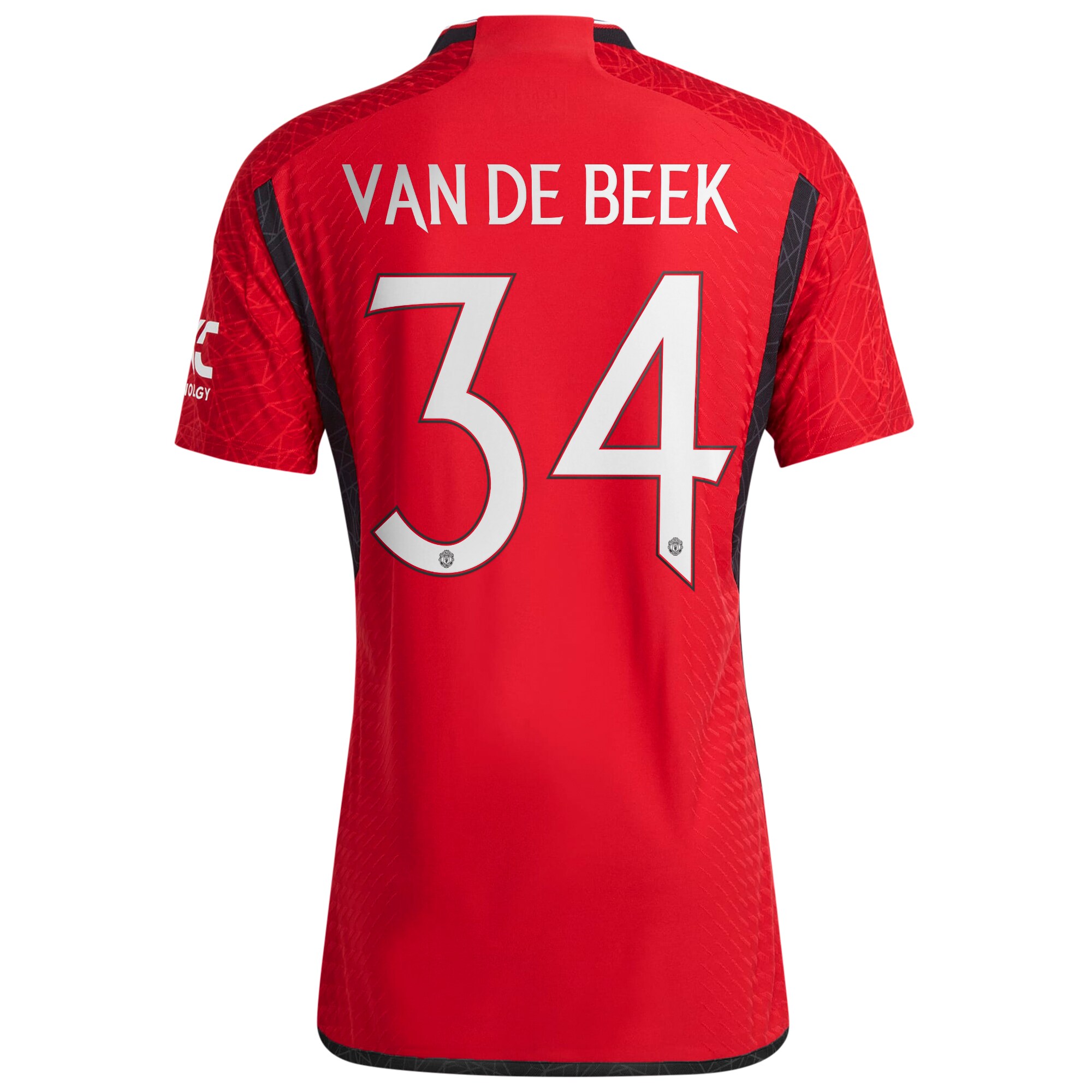 Manchester United Cup Home Authentic Shirt 2023-24 with Van De Beek 34 printing