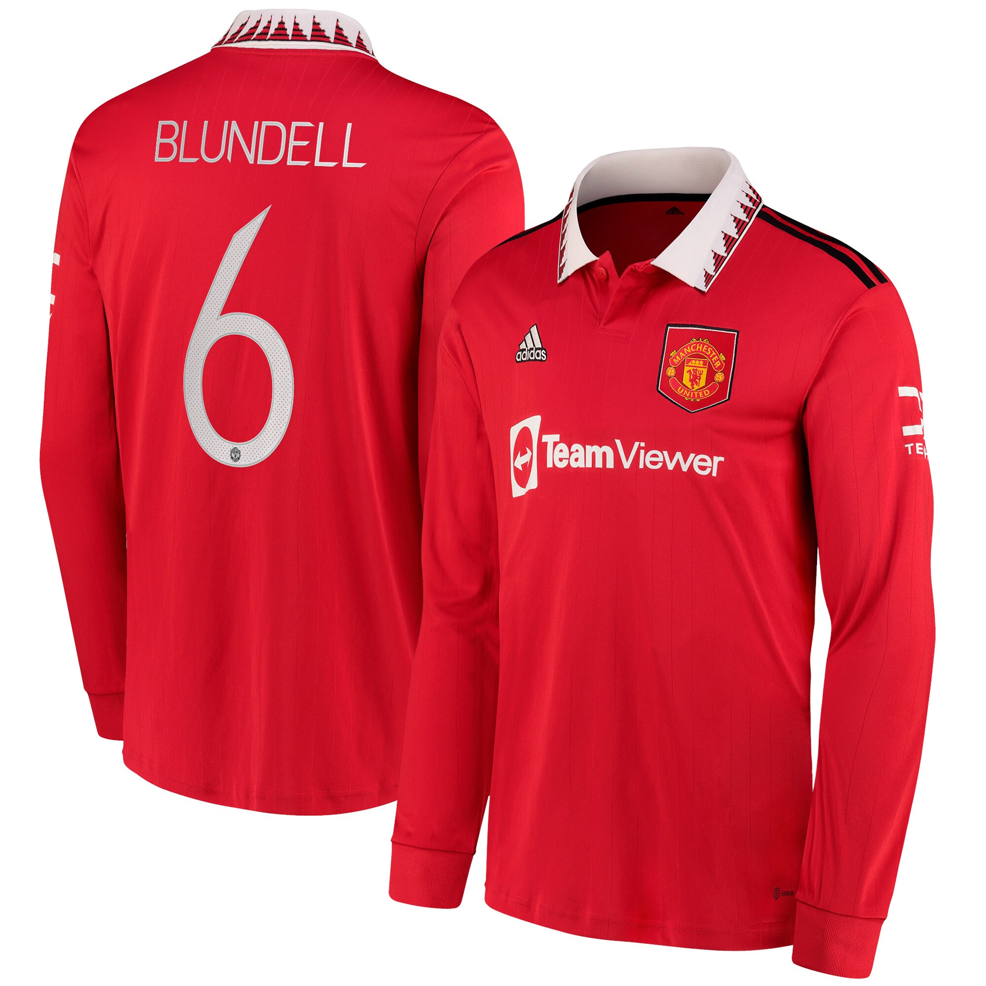 Manchester United Cup Home Shirt 2022-23 - Long Sleeve with Blundell 6 printing