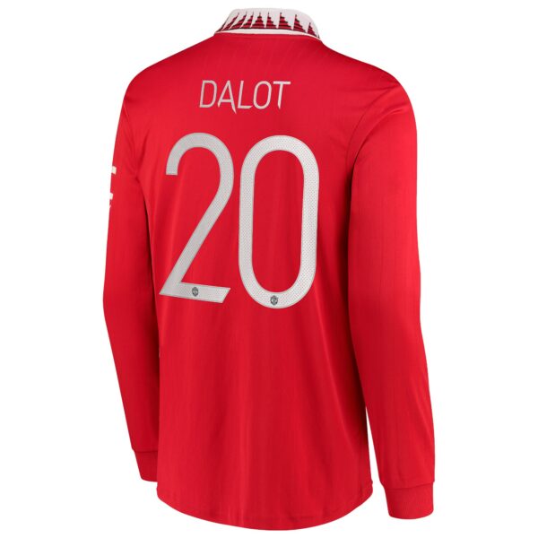 Manchester United Cup Home Shirt 2022-23 - Long Sleeve with Dalot 20 printing