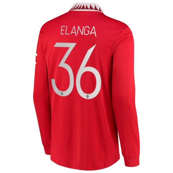 Manchester United Cup Home Shirt 2022-23 - Long Sleeve with Elanga 36 printing