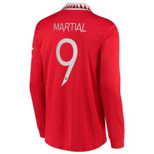Manchester United Cup Home Shirt 2022-23 - Long Sleeve with Martial 9 printing