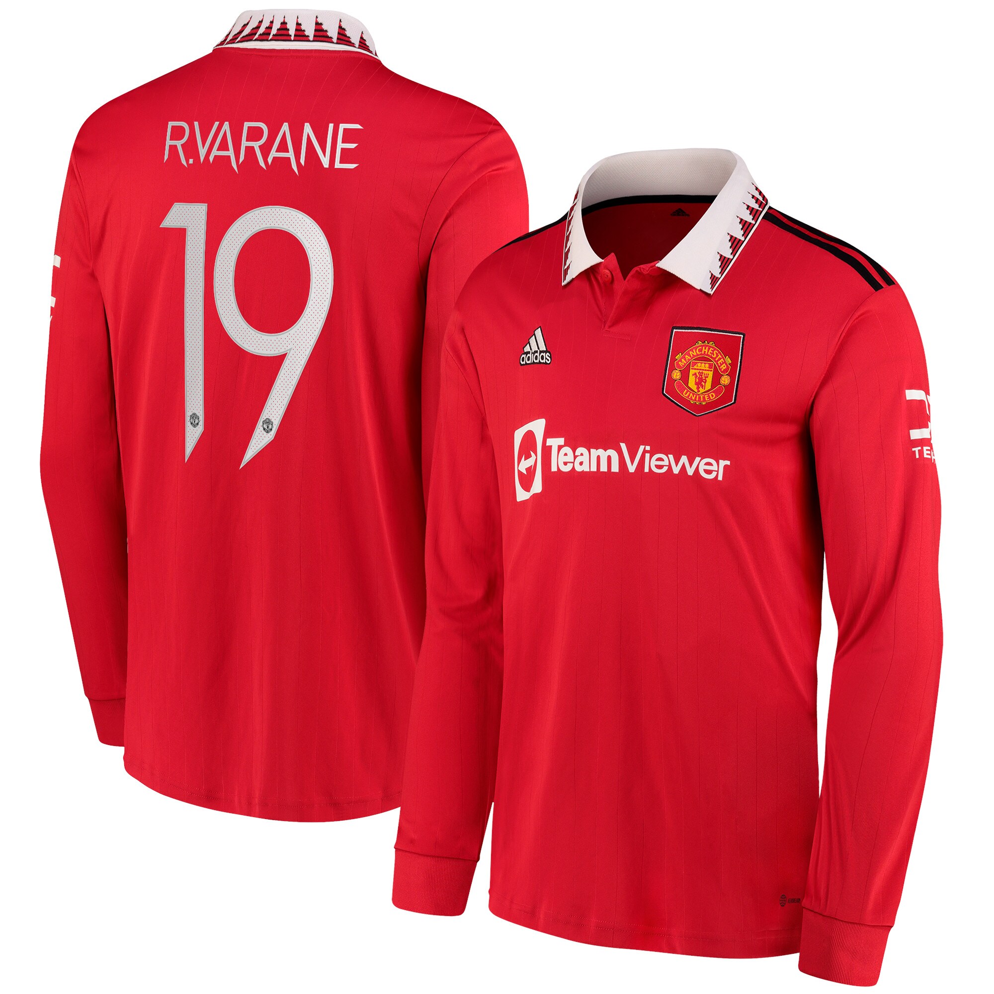 Manchester United Cup Home Shirt 2022-23 - Long Sleeve with R. Varane 19 printing