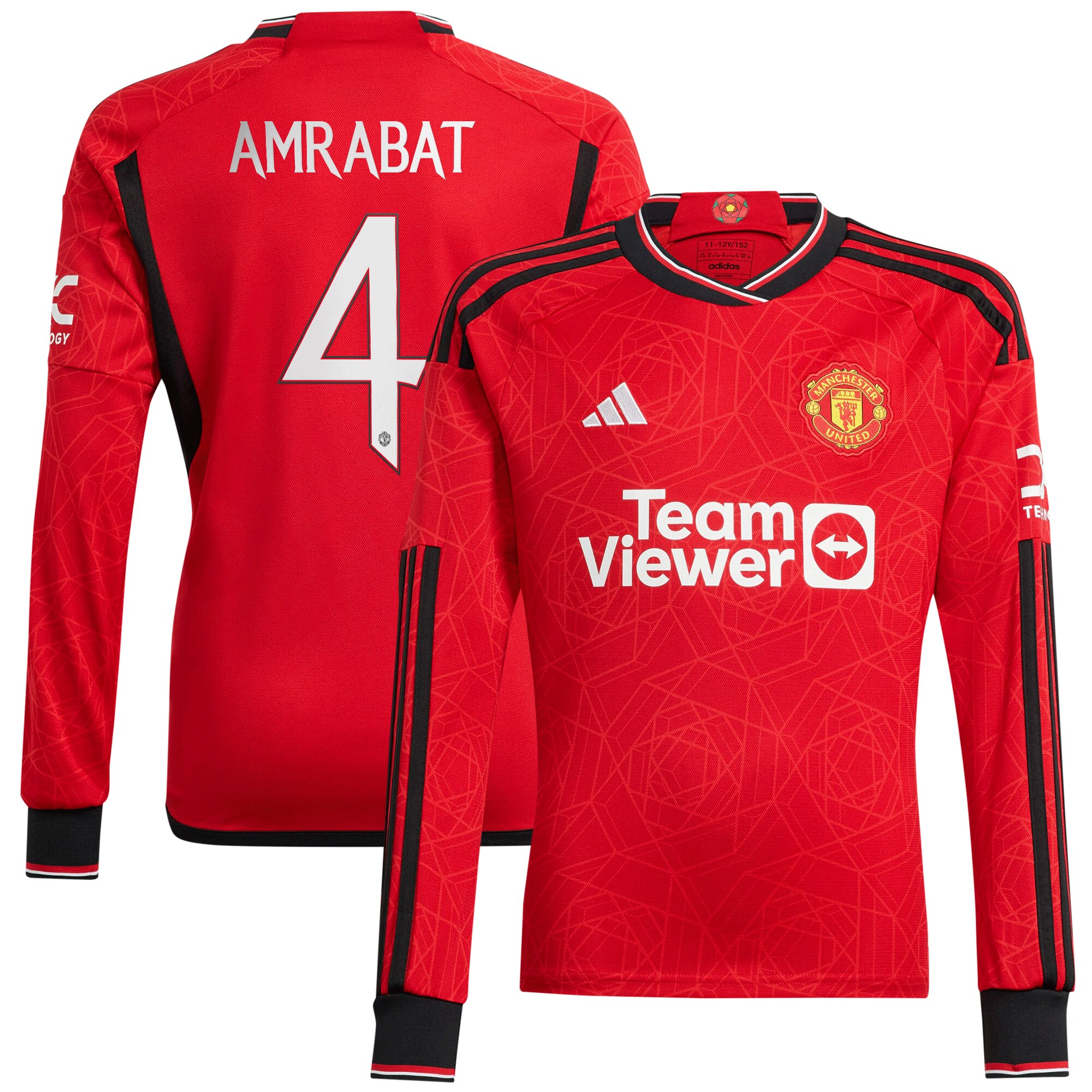 Manchester United Cup Home Shirt 2023-24 Long Sleeve with Amrabat 4 printing