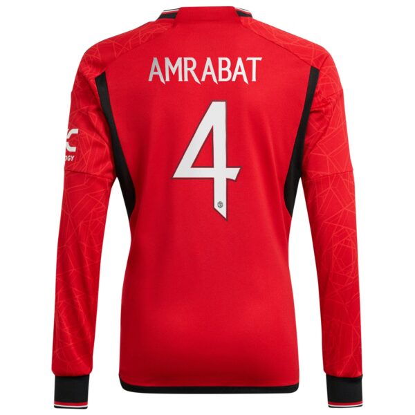 Manchester United Cup Home Shirt 2023-24 Long Sleeve with Amrabat 4 printing