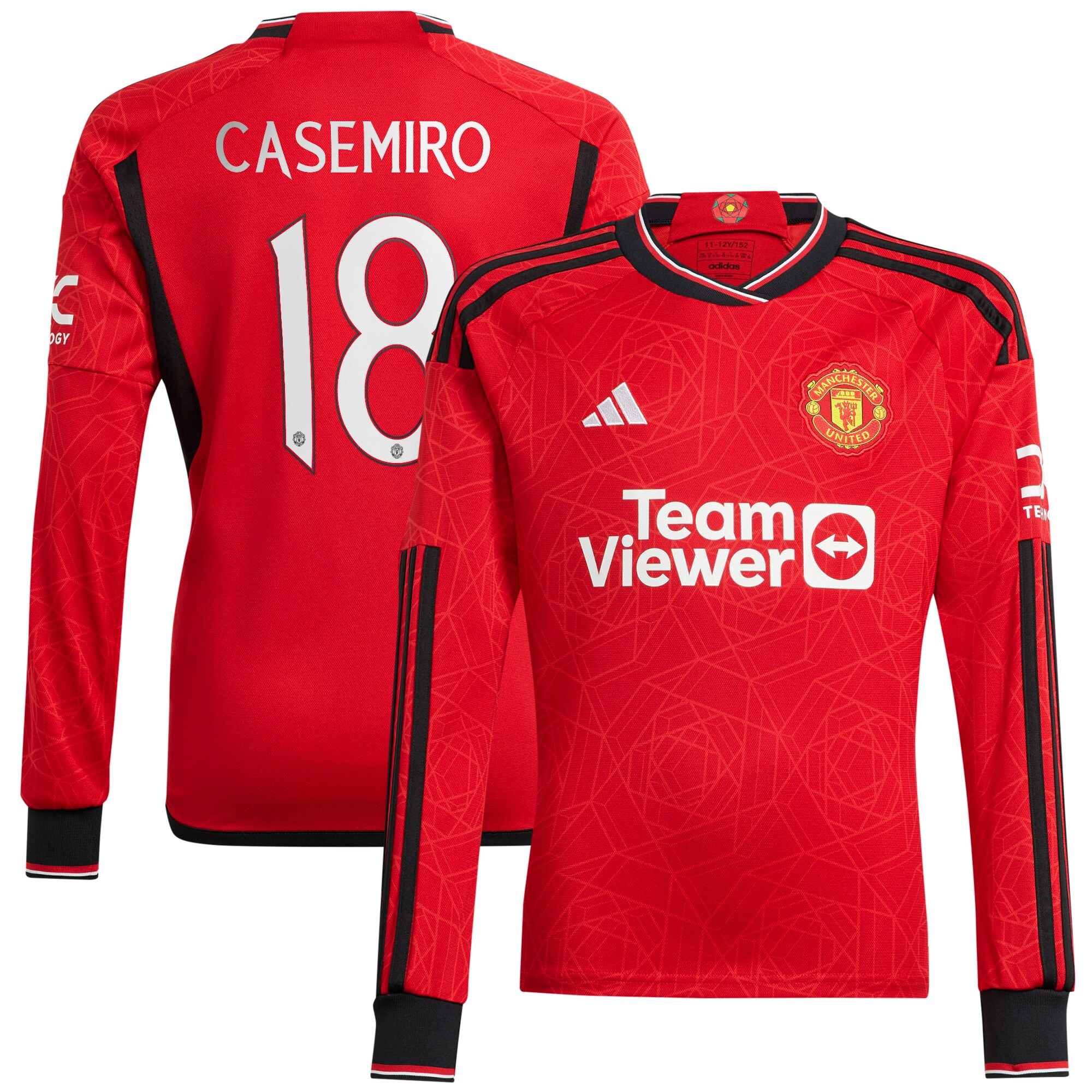 Manchester United Cup Home Shirt 2023-24 Long Sleeve with Casemiro 18 printing