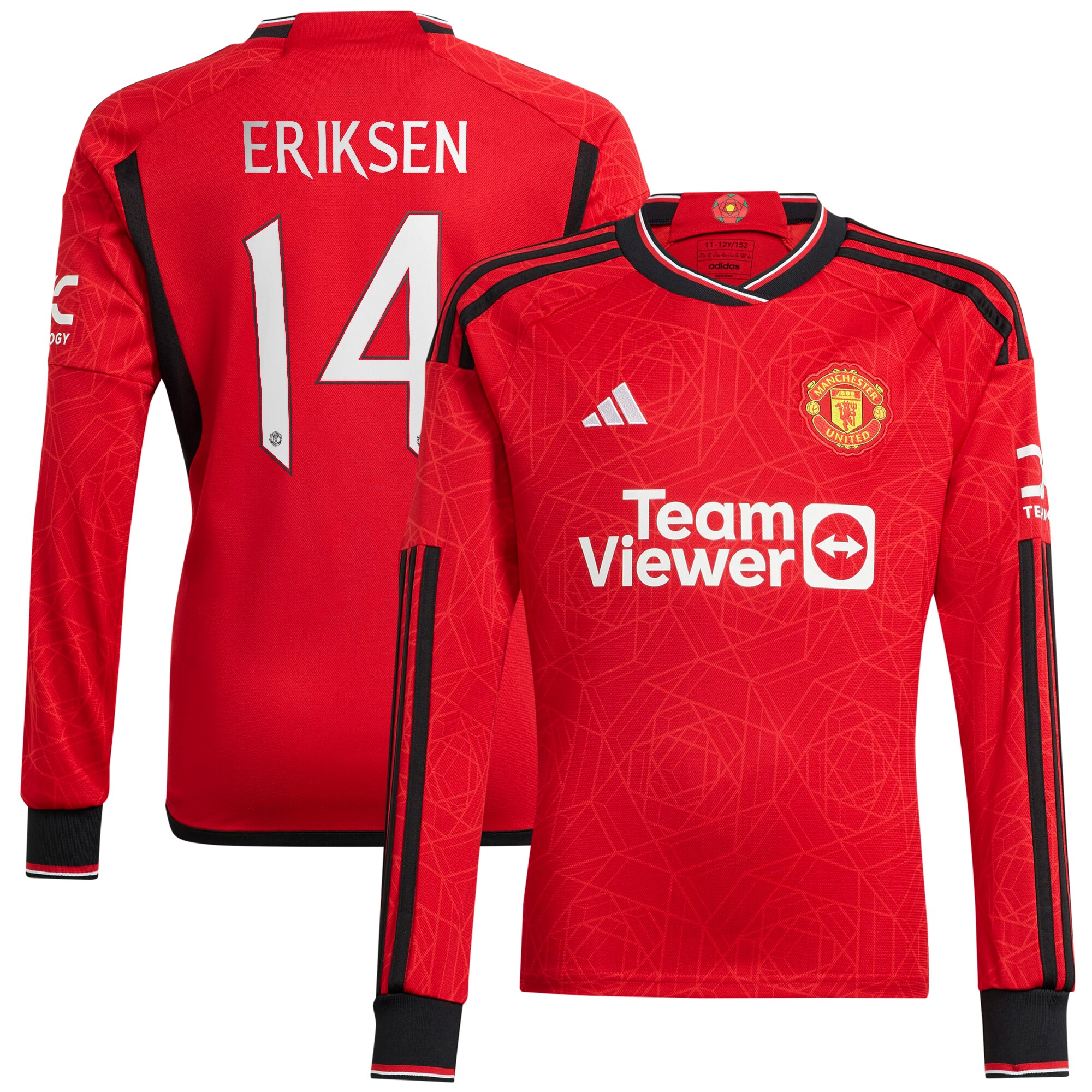 Manchester United Cup Home Shirt 2023-24 Long Sleeve with Eriksen 14 printing