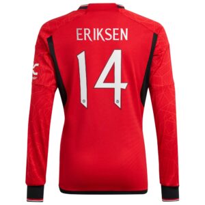 Manchester United Cup Home Shirt 2023-24 Long Sleeve with Eriksen 14 printing