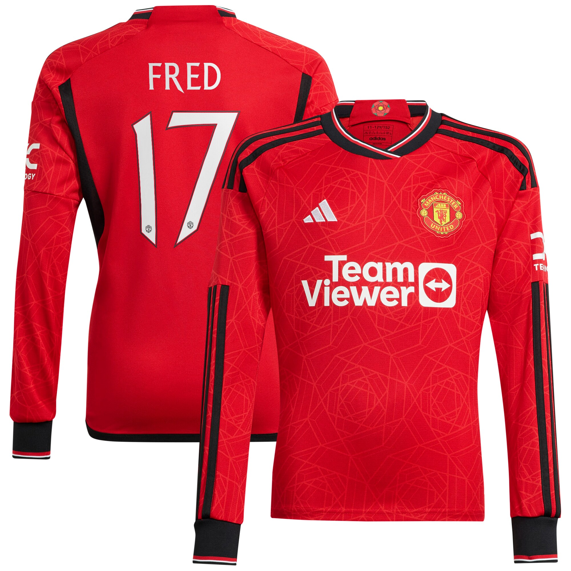Manchester United Cup Home Shirt 2023-24 Long Sleeve with Fred 17 printing