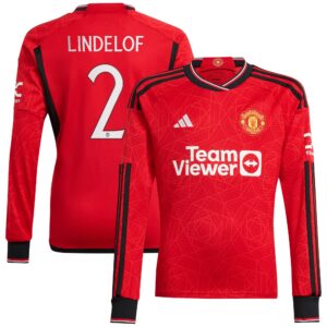 Manchester United Cup Home Shirt 2023-24 Long Sleeve with Lindelof 2 printing