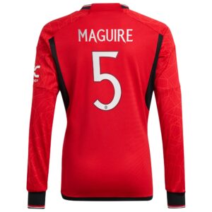 Manchester United Cup Home Shirt 2023-24 Long Sleeve with Maguire 5 printing