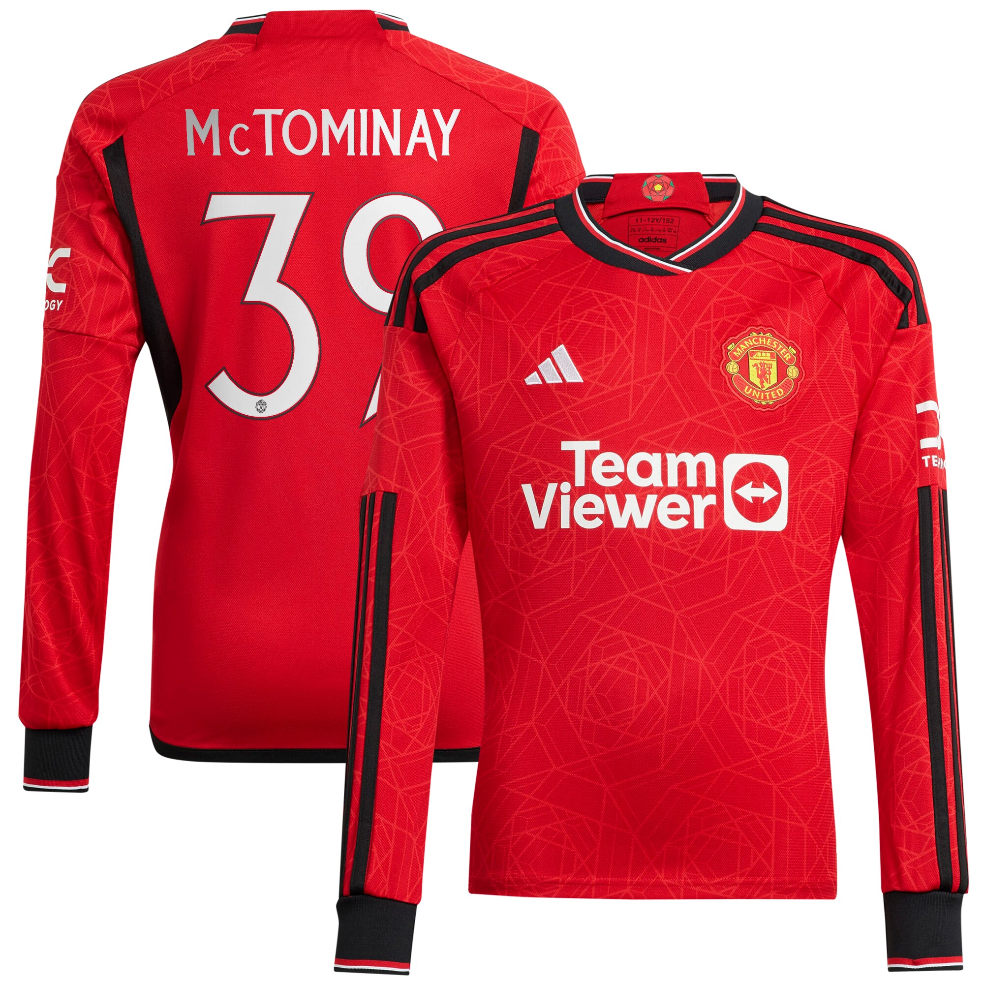 Manchester United Cup Home Shirt 2023-24 Long Sleeve with McTominay 39 printing