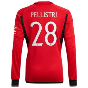 Manchester United Cup Home Shirt 2023-24 Long Sleeve with Pellistri 28 printing