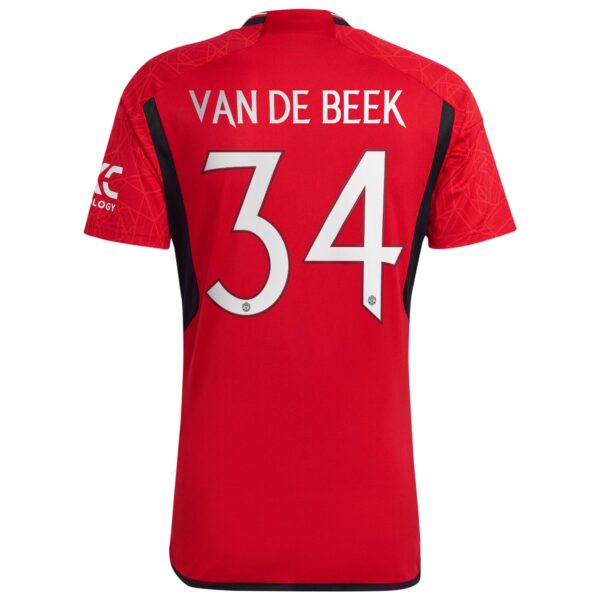Manchester United Cup Home Shirt 2023-24 with Van De Beek 34 printing