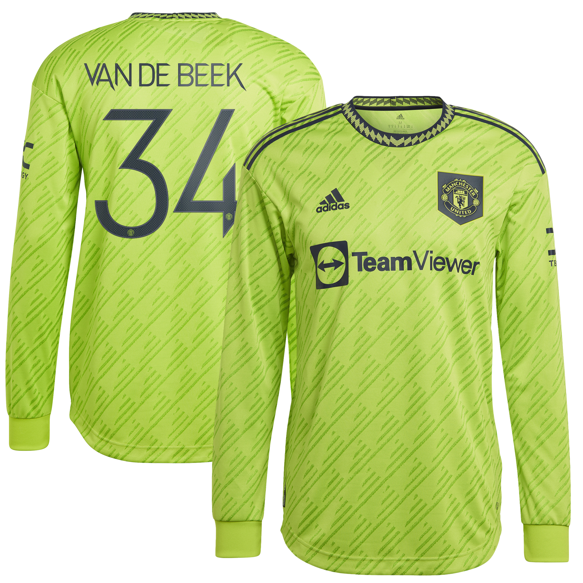 Manchester United Cup Third Authentic Shirt 2022-23 - Long Sleeve with Van De Beek 34 printing