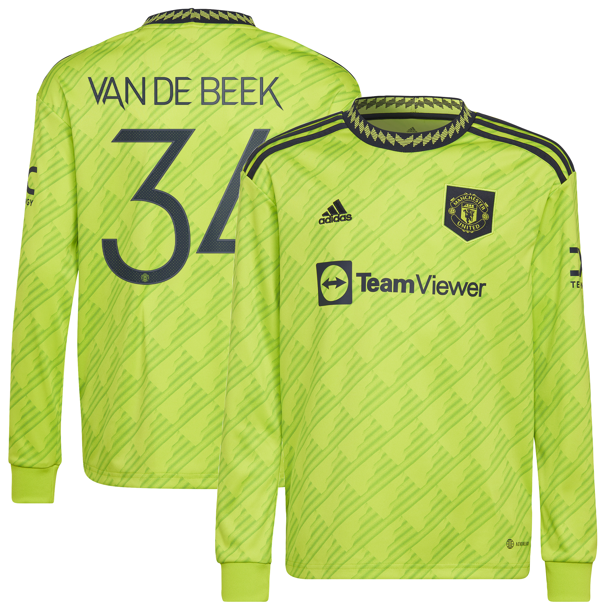 Manchester United Cup Third Shirt 2022-23 - Long Sleeve with Van De Beek 34 printing