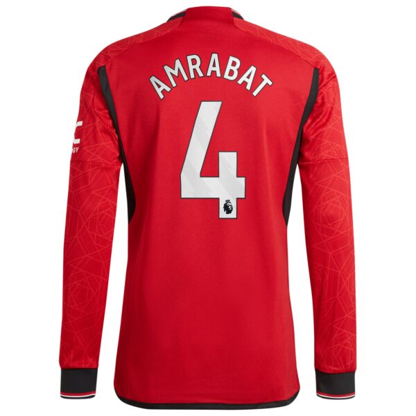 Manchester United EPL Home Authentic Shirt 2023-24 Long sleeve with Amrabat 4 printing