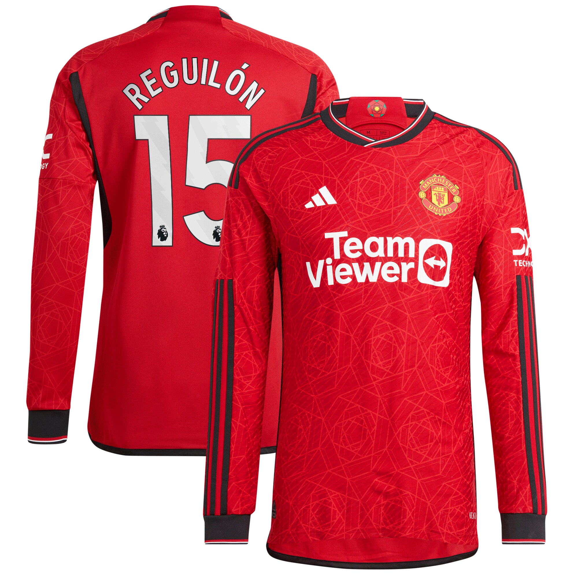 Manchester United EPL Home Authentic Shirt 2023-24 Long sleeve with Reguilón 15 printing