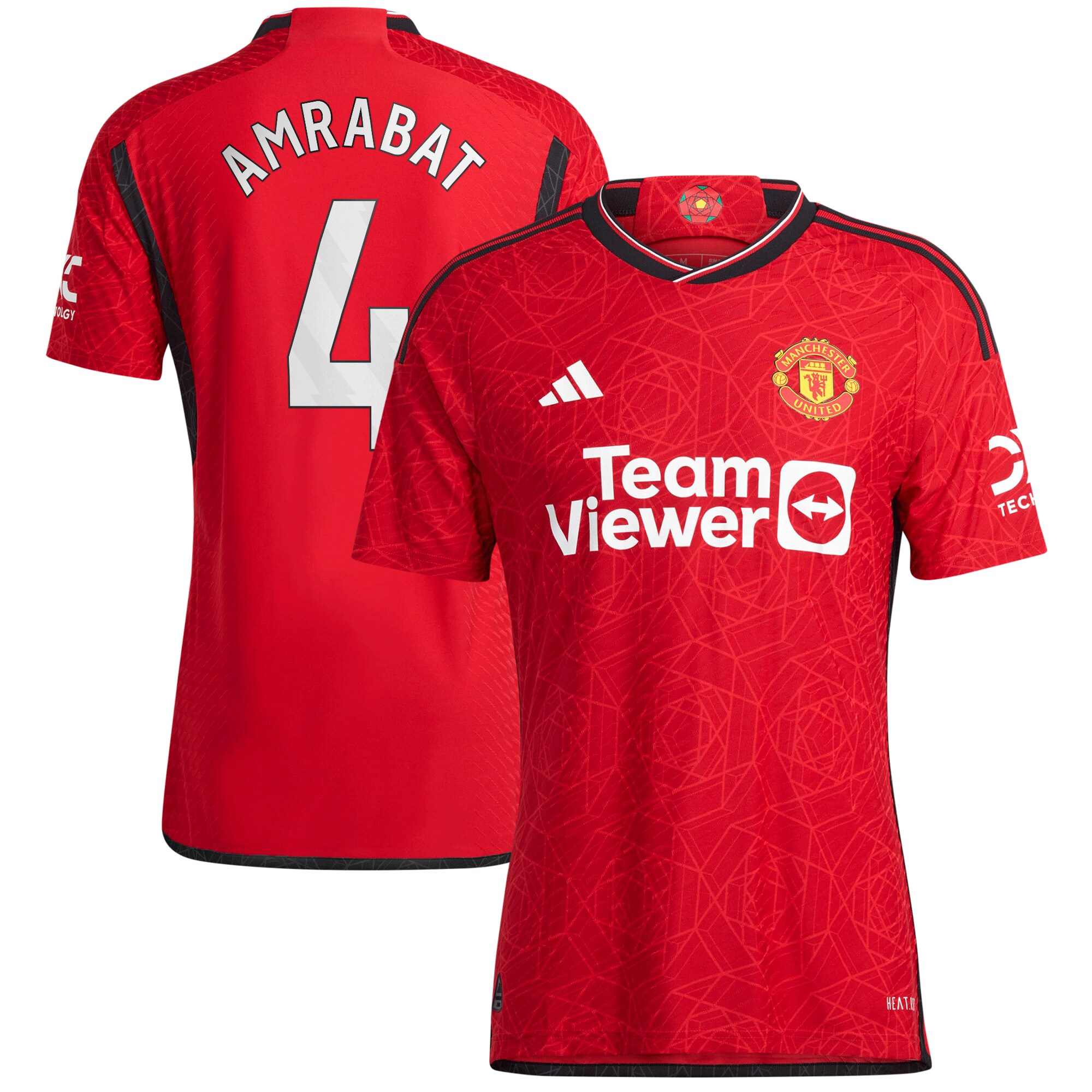 Manchester United EPL Home Authentic Shirt 2023-24 with Amrabat 4 printing