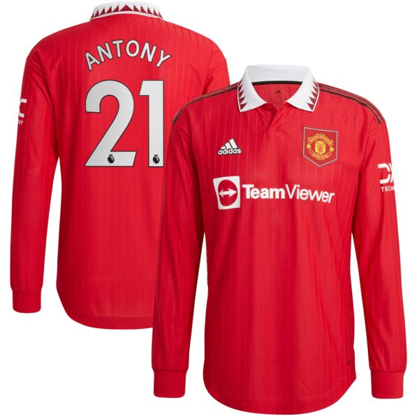Manchester United Home Authentic Shirt 2022-23 - Long Sleeve with Antony 21 printing
