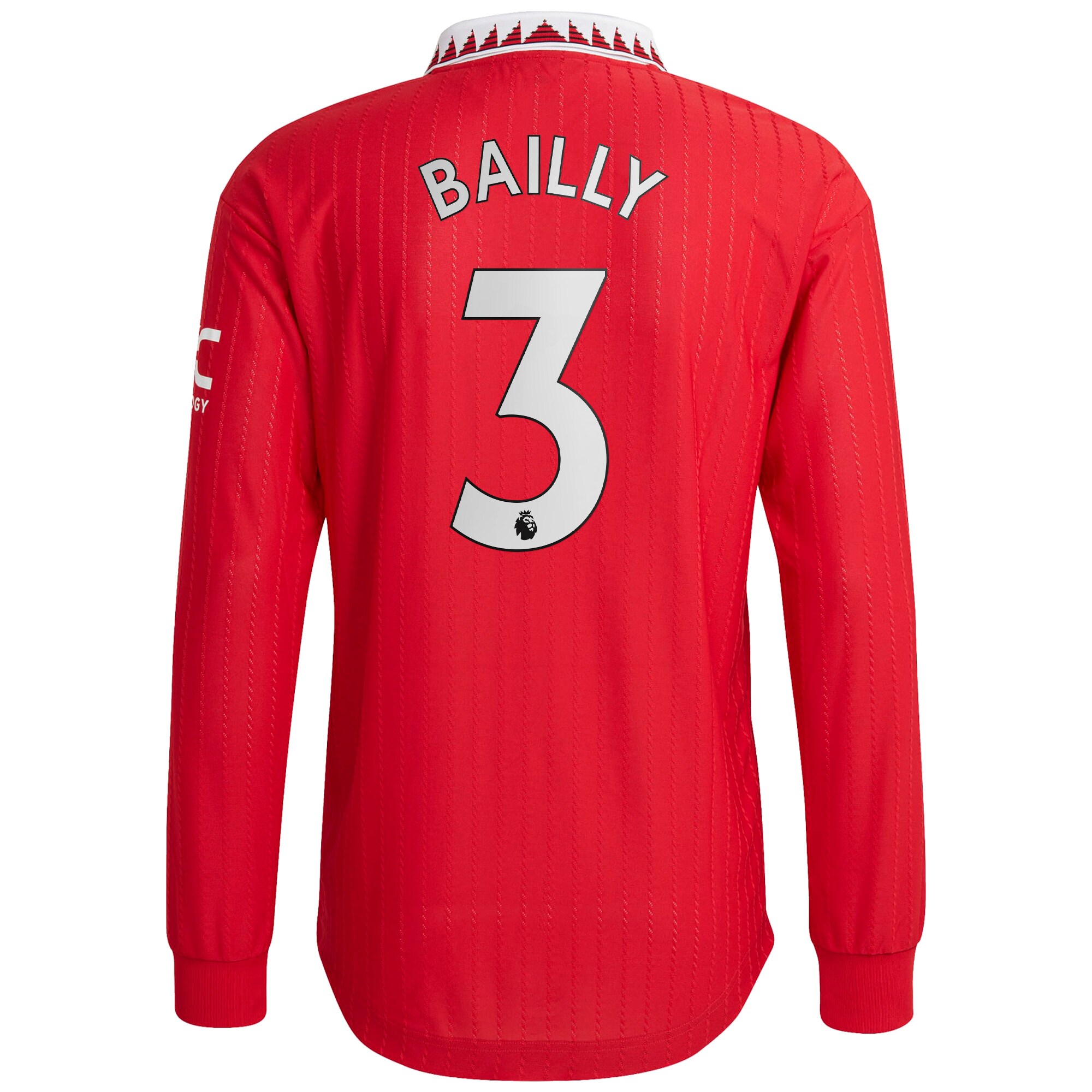 Manchester United Authentic Home Shirt 2022-23 - Long Sleeve with Bailly 3 printing