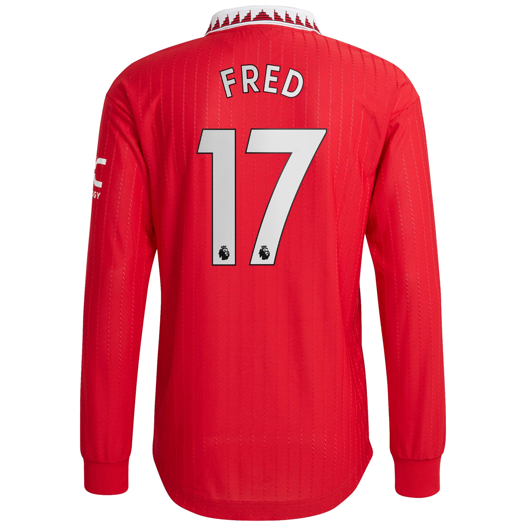 Manchester United Home Authentic Shirt 2022-23 - Long Sleeve with Fred 17 printing