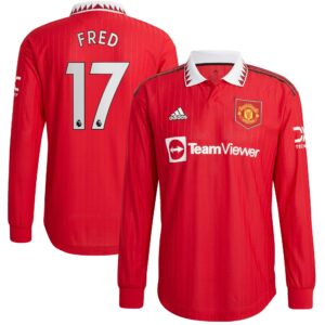Manchester United Home Authentic Shirt 2022-23 - Long Sleeve with Fred 17 printing