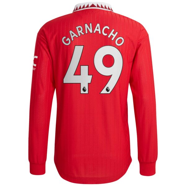 Manchester United Home Authentic Shirt 2022-23 - Long Sleeve with Garnacho 49 printing