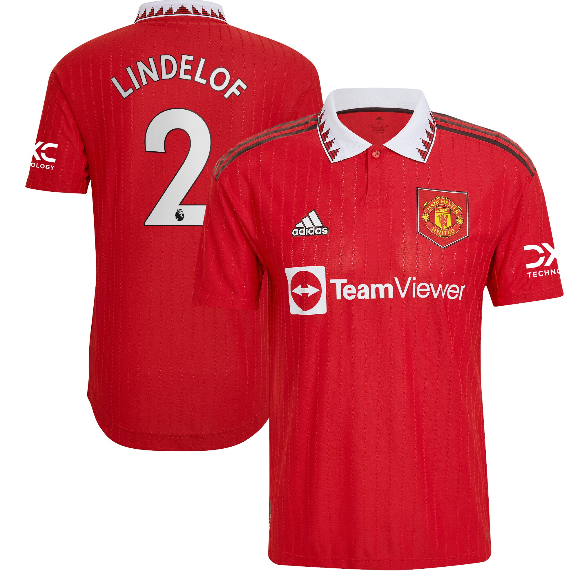 Manchester United Home Authentic Shirt 2022-23 with Lindelof 2 printing