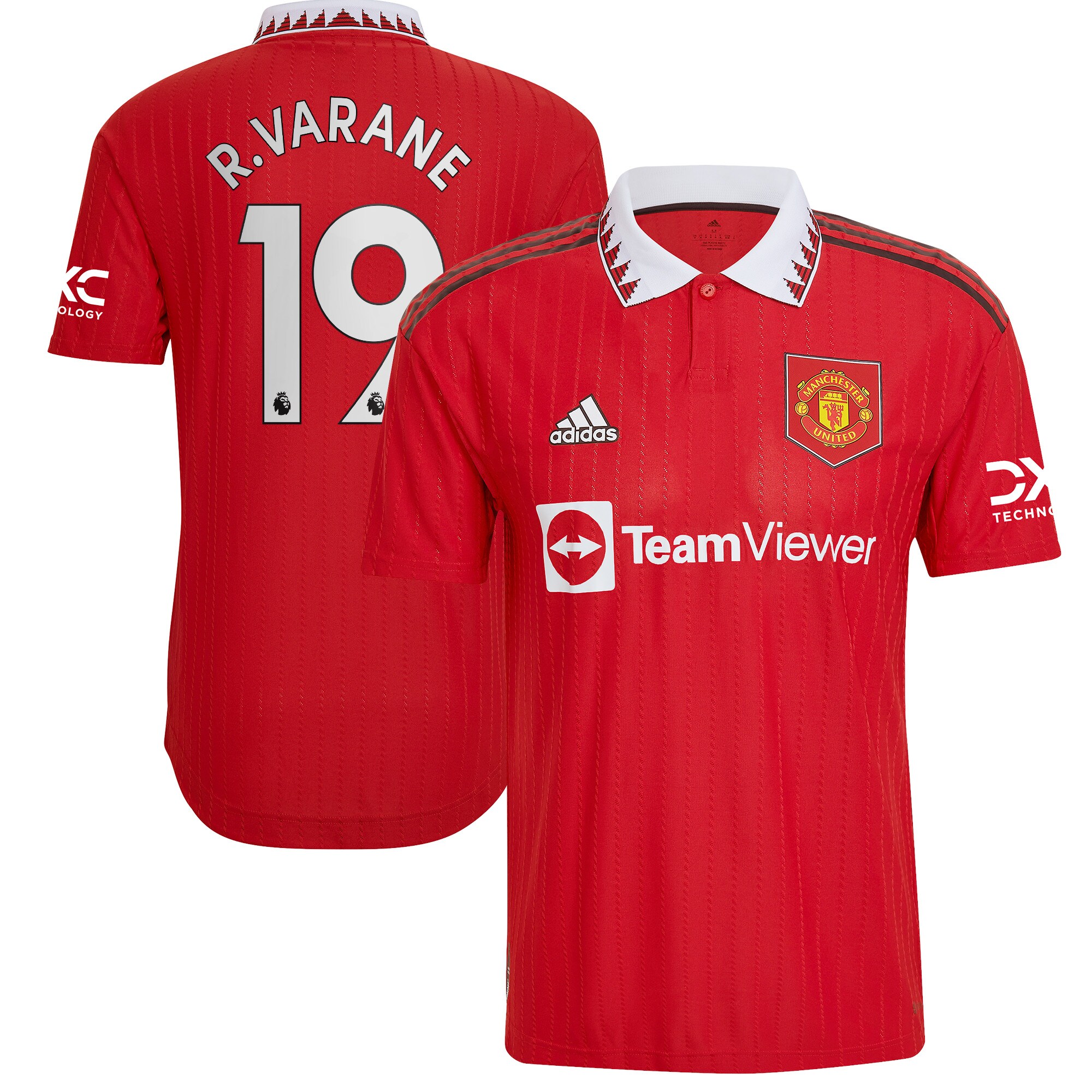 Manchester United Home Authentic Shirt 2022-2023 with R. Varane 19 printing