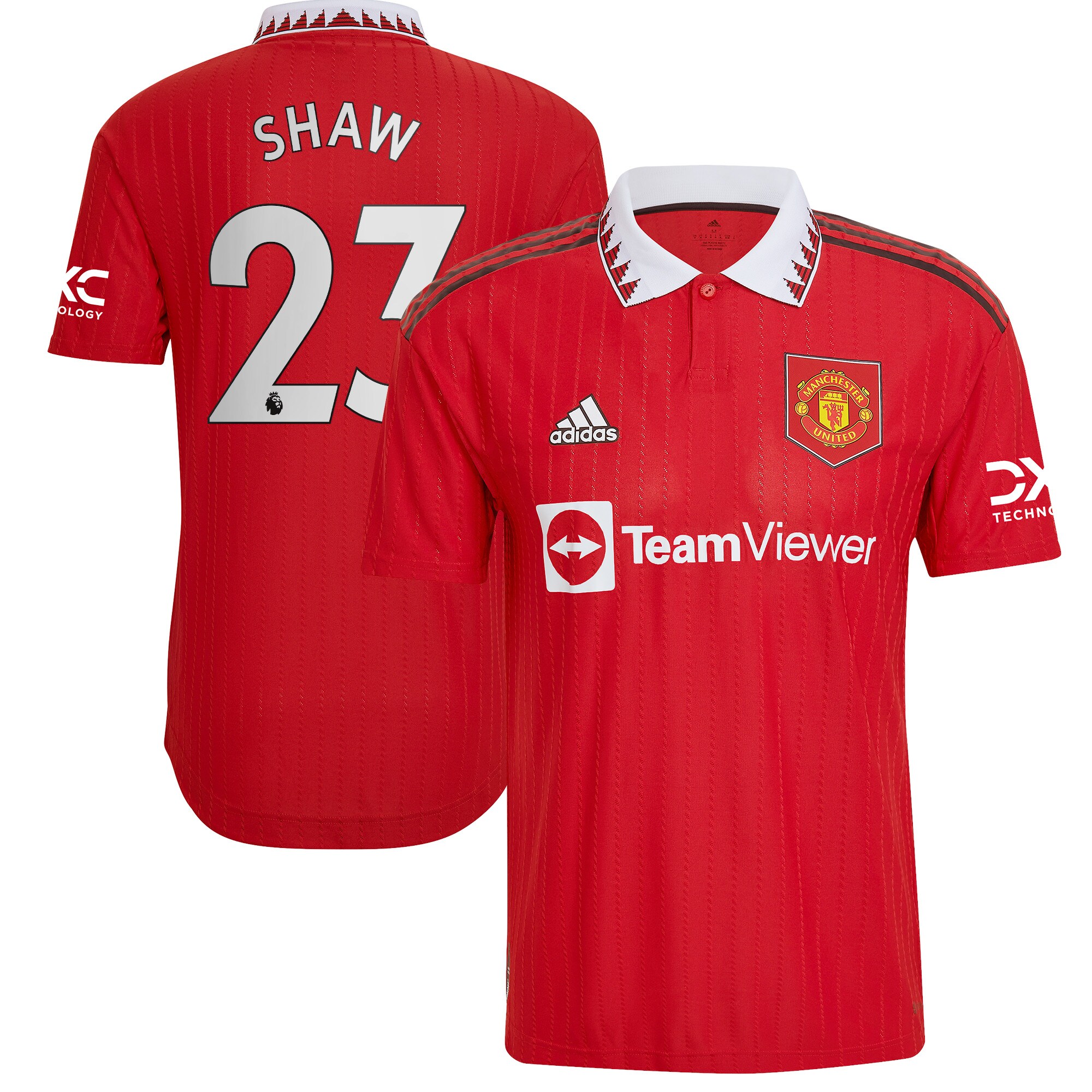 Manchester United Home Authentic Shirt 2022-2023 with Shaw 23 printing