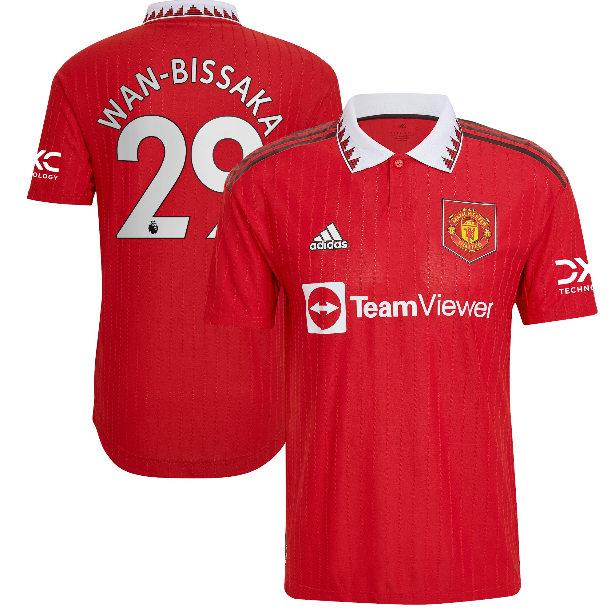 Manchester United Home Authentic Shirt 2022-23 with Wan-Bissaka 29 printing
