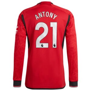 Manchester United Home Authentic Shirt 2023-24 Long Sleeve with Antony 21 printing