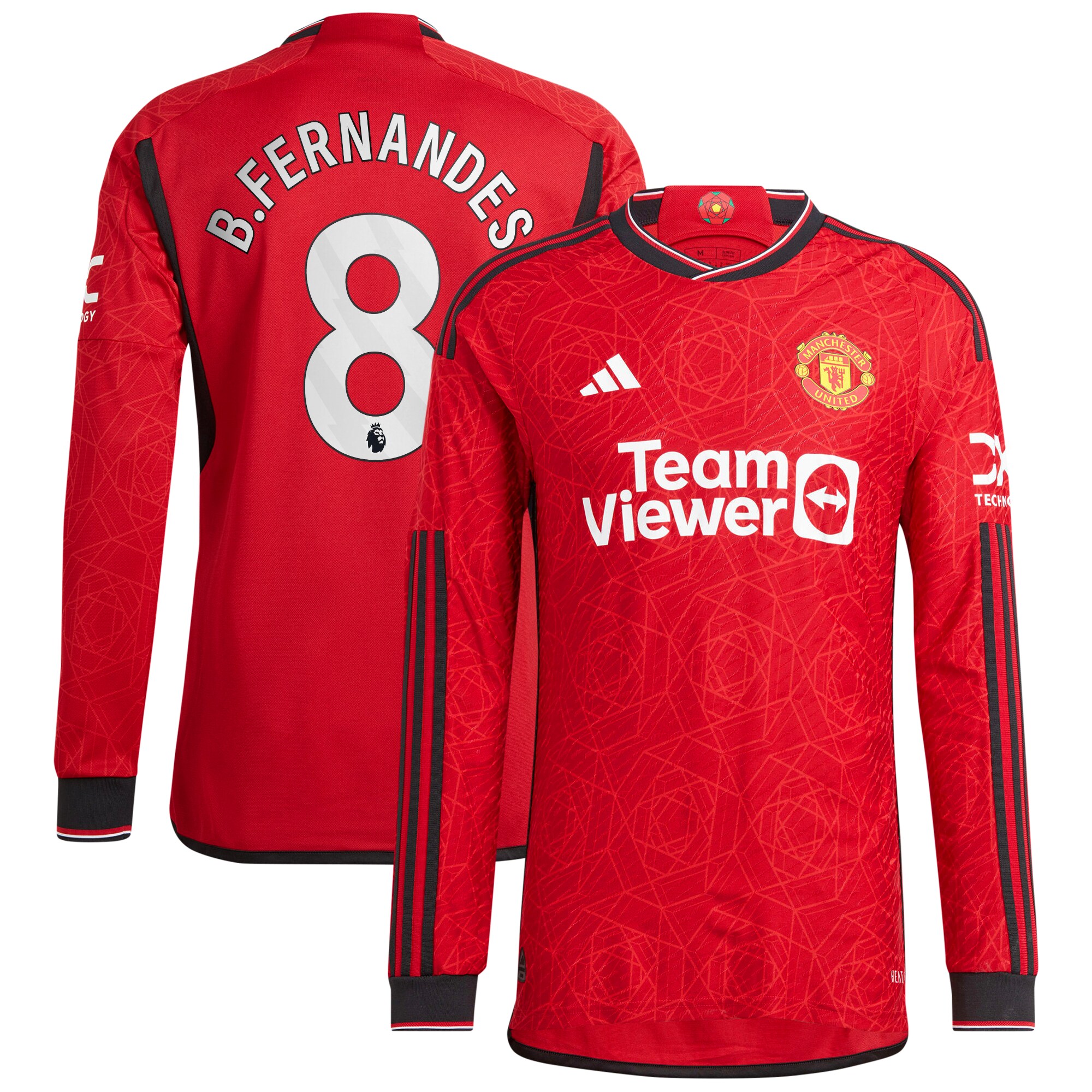 Manchester United Home Authentic Shirt 2023-24 Long Sleeve with B.Fernandes 8 printing