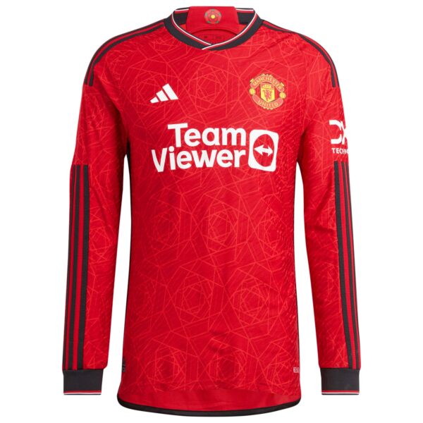 Manchester United Home Authentic Shirt 2023-24 Long Sleeve with B.Fernandes 8 printing