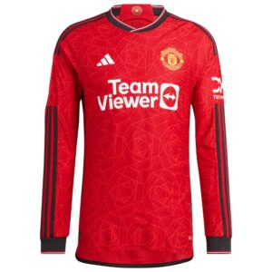Manchester United Home Authentic Shirt 2023-24 Long Sleeve with Casemiro 18 printing