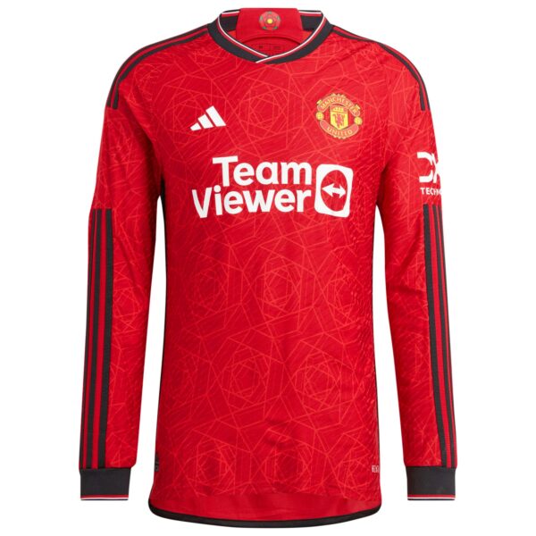 Manchester United Home Authentic Shirt 2023-24 Long Sleeve with Casemiro 18 printing