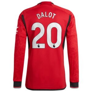 Manchester United Home Authentic Shirt 2023-24 Long Sleeve with Dalot 20 printing